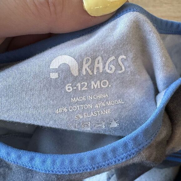 Rags Baby Retro Short Sleeve Gray Geo Star Romper Tie Dye 6-12 Months - Picture 5 of 5